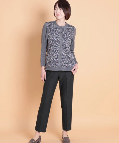 リバティ バードソングスエードキルトMIXカーディガン SAVOIR (サヴォア)