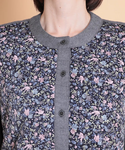 リバティ バードソングスエードキルトMIXカーディガン SAVOIR (サヴォア)