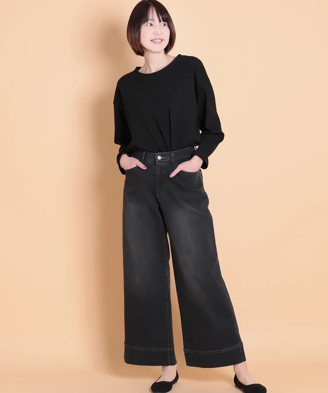 裏起毛デニムワイドフル  セラビ(C'EST LA VIE)