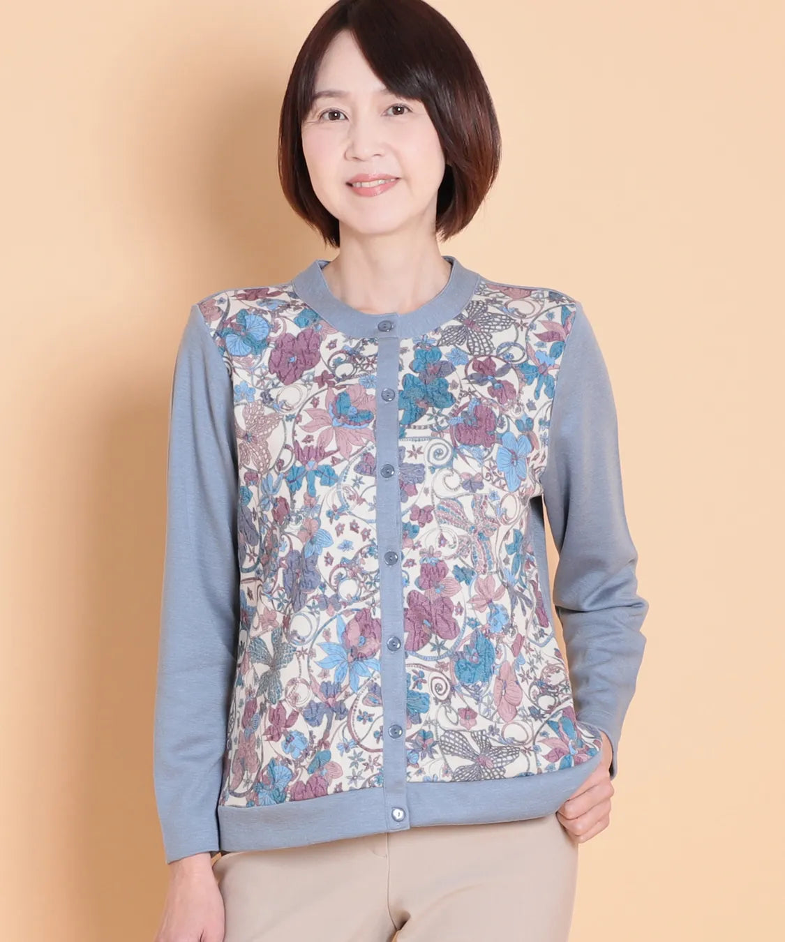 リバティ オーキッドガーデンウールJQミックスカーディガン SAVOIR (サヴォア)