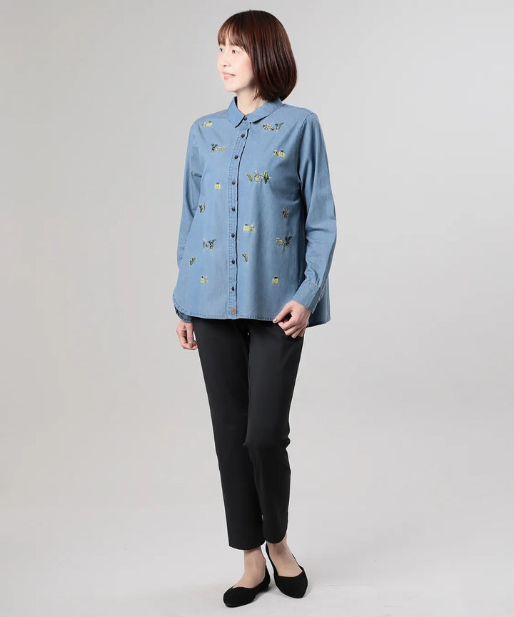 サボテン刺繍デニムシャツ M'ID KANSAI YAMAMOTO (ミッド カンサイ サボテン刺繍デニムシャツ M'ID KANSAI YAMAMOTO (ミッド カンサイ