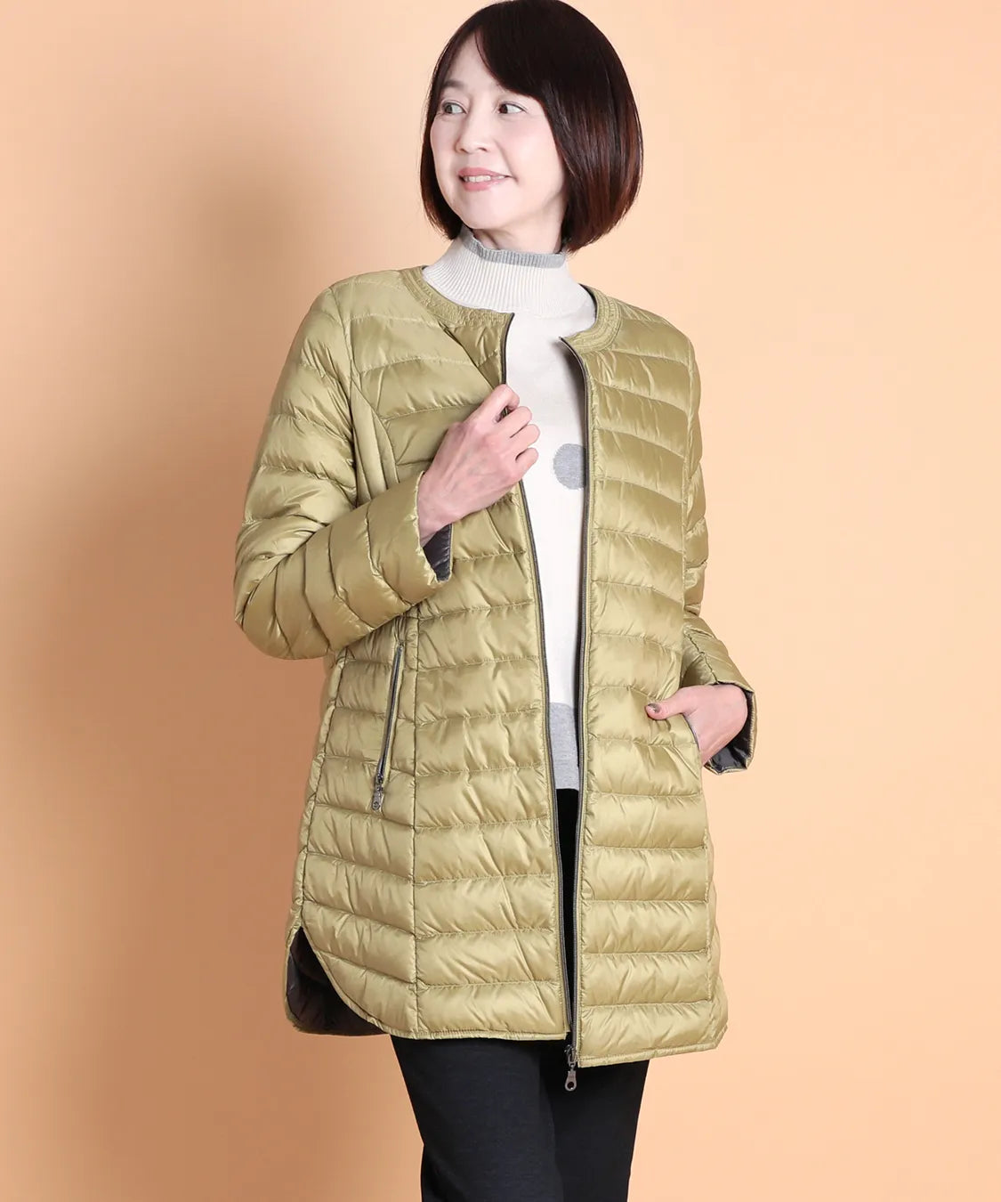 ライトダウンノーカラーロングコート M'ID KANSAI YAMAMOTO (ミッド カンサイ ヤマモト)