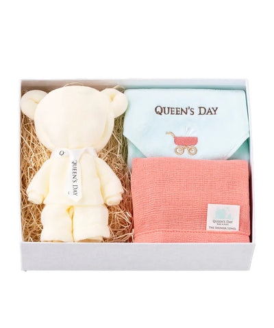 シャワータオル2枚(内1体 ベア仕様)+ハンドタオルセット BASIC BOX(M)