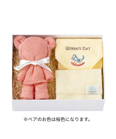 シャワータオル2枚(内1体 ベア仕様)+ハンドタオルセット BASIC BOX(M)