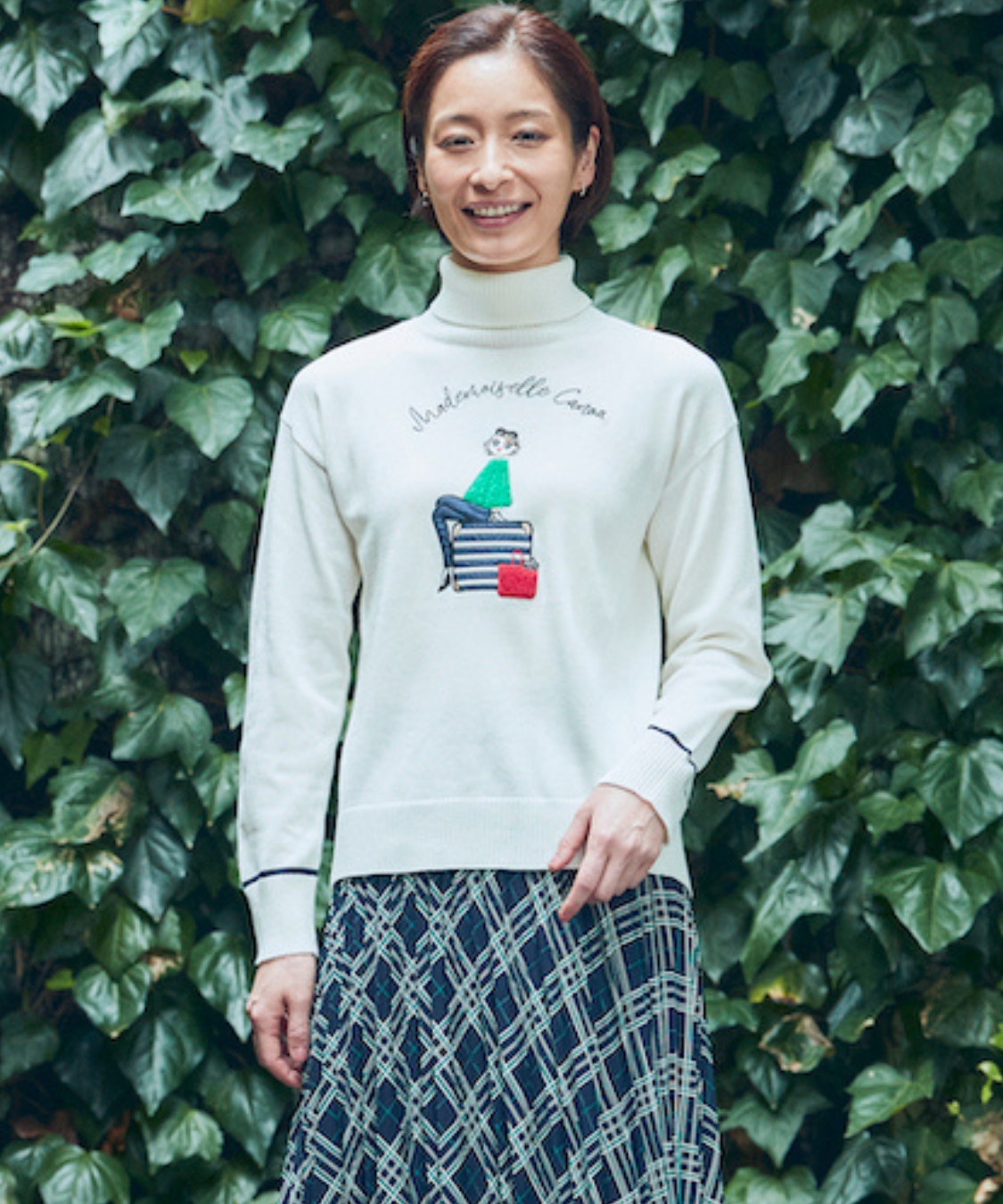 CANOA(カノア)  ソフトウールミックスアップリケ刺繍プルオーバー   