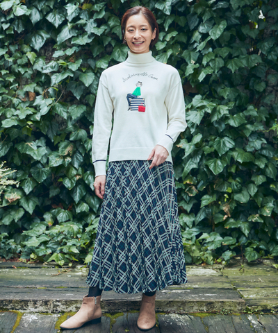 CANOA(カノア)  ソフトウールミックスアップリケ刺繍プルオーバー   